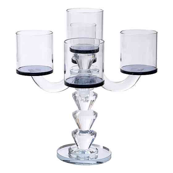 Yiwu Канделябр на 5 свічок 19×19×24 см підсвічник декоративний скляний на ніжці Чорний HP-4-23 Киев