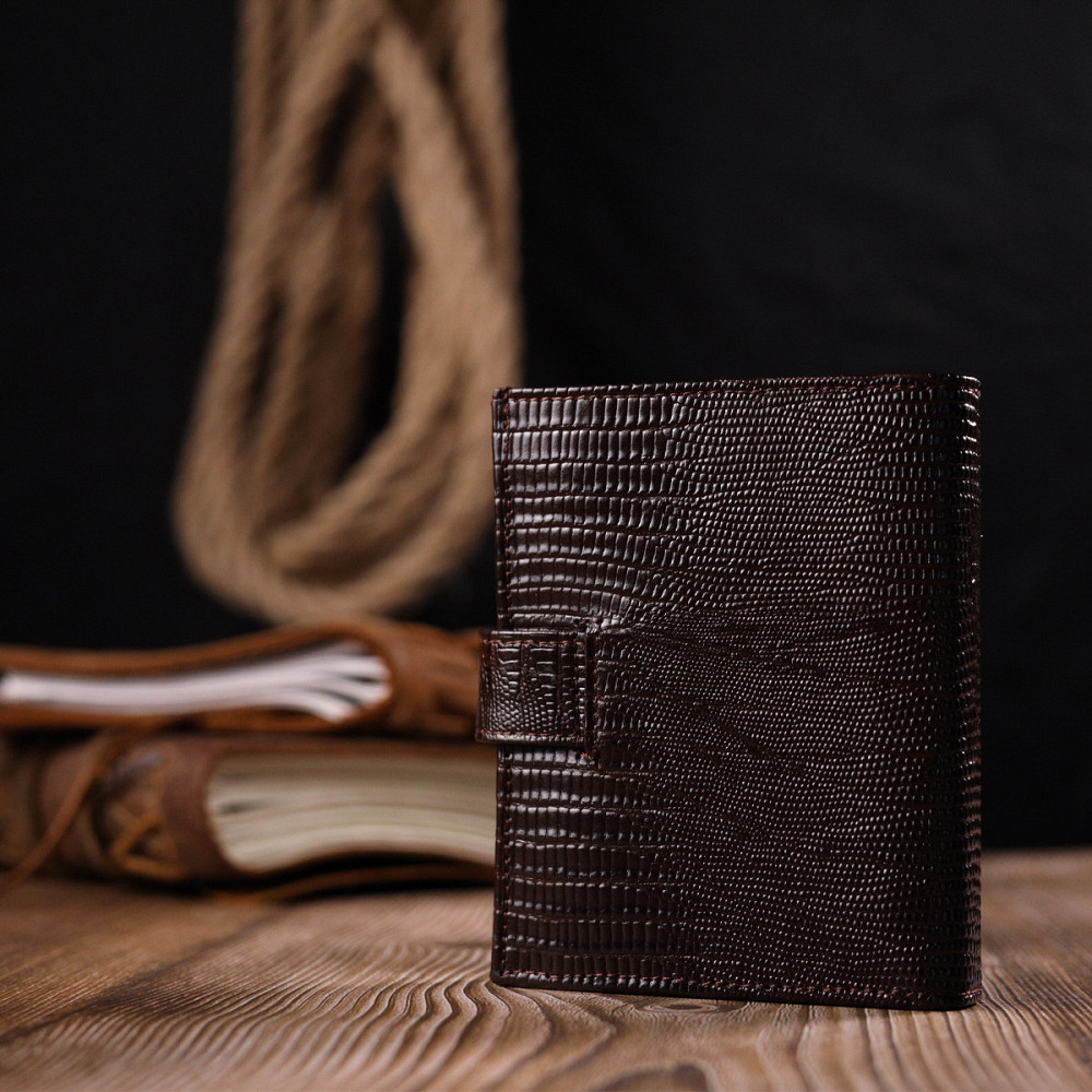 Надежный мужской кошелек из фактурной кожи KARYA 21039 Коричневый Киев - изображение 10