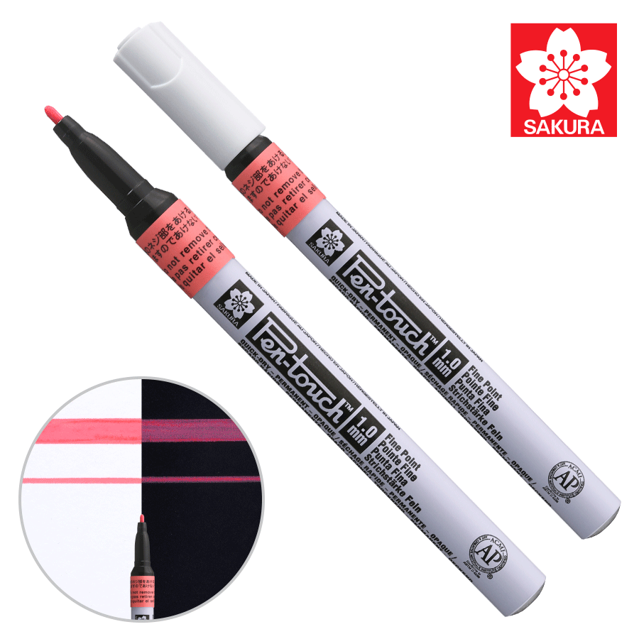Маркер Pen-Touch Червоний флуоресцентний тонкий (FINE) 1мм Sakura Київ - фото 1