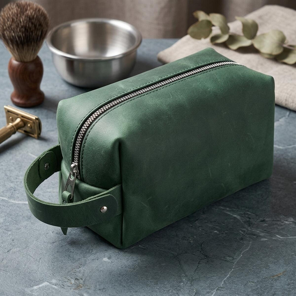 Шкіряна косметичка унісекс GRANDE PELLE 11573 Зелений Київ - фото 14
