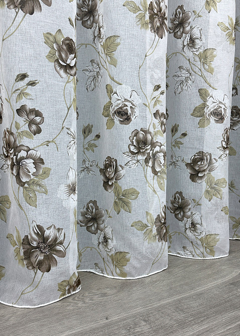 Тюль VR-Textil 1267т Flora Батист Белый с коричневым 400х270 см (42-1377) Киев - изображение 8