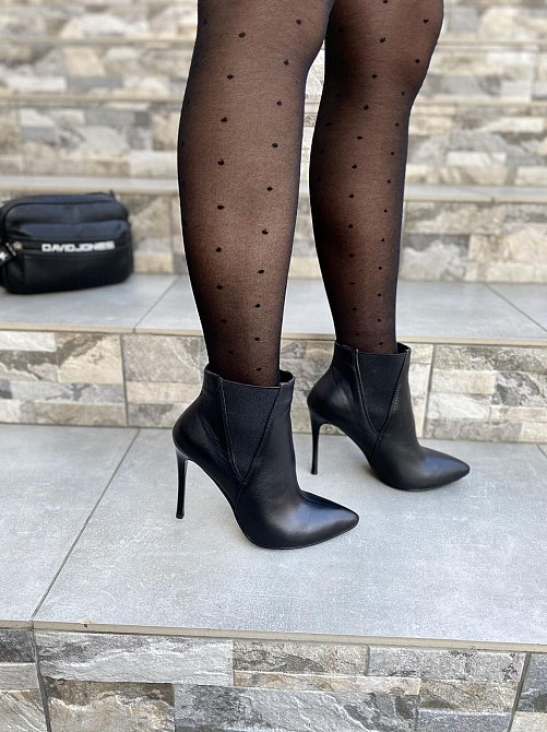 SANTINI Черевики жіночі шкіряні на шпильці 11 см. демісезонні чорні 70543-11 / Черевики з натур Коломия - фото 7