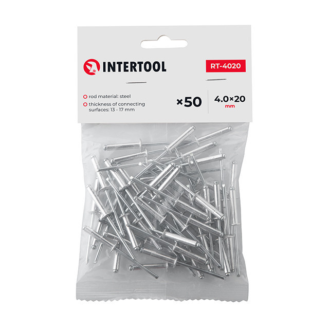 Заклепка алюмінієва, 4,0×20,0 мм, 50 шт. INTERTOOL RT-4020 Киев - изображение 4