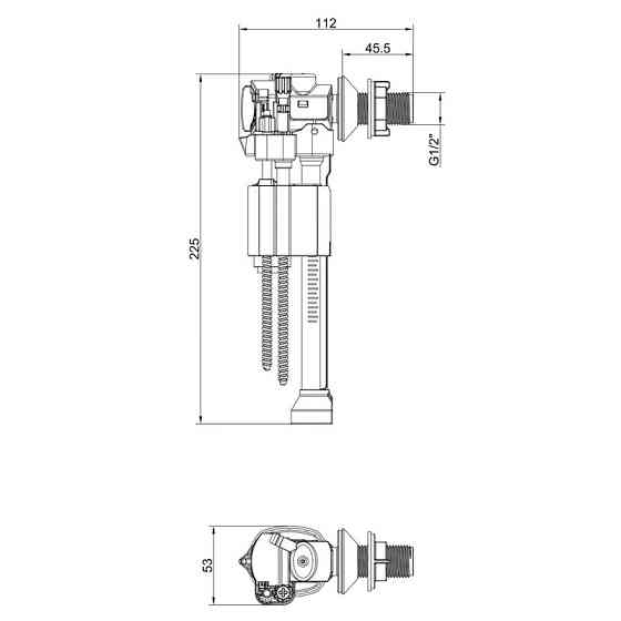 Арматура НАПОВНЮВАЛЬНА KOER KT-0108-1/2" з БОКОВИМ підведенням та пластиковим різьбленням 1/2" (KR5833) Київ