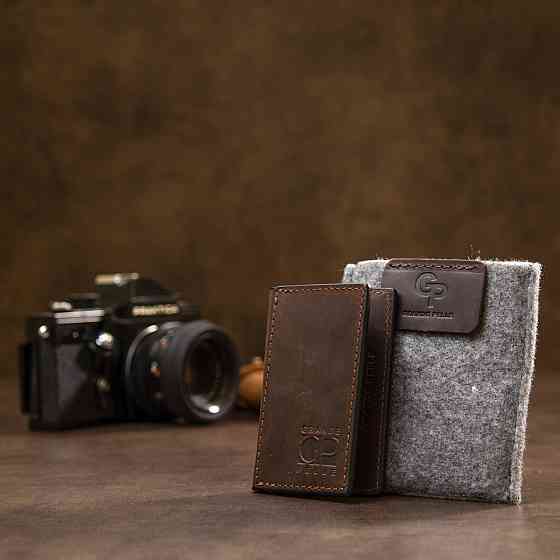 Маленький шкіряний картхолдер GRANDE PELLE 11503 Коричневий Київ