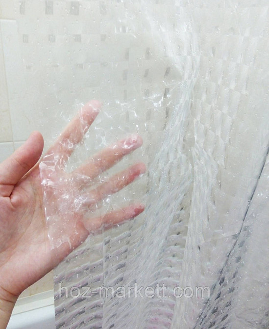 Штора у ванну з ефектом 3D шторка для ванної біло-прозора Харків - фото 3