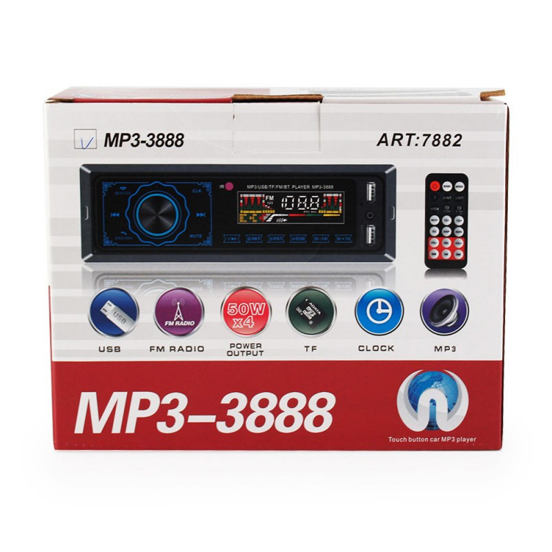1DIN MP3 автомагнитола 3888: Bluetooth, 2 USB, сенсорные кнопки, FM, эквалайзер, пульт ДУ, 4x50W  7882 Одесса - изображение 2