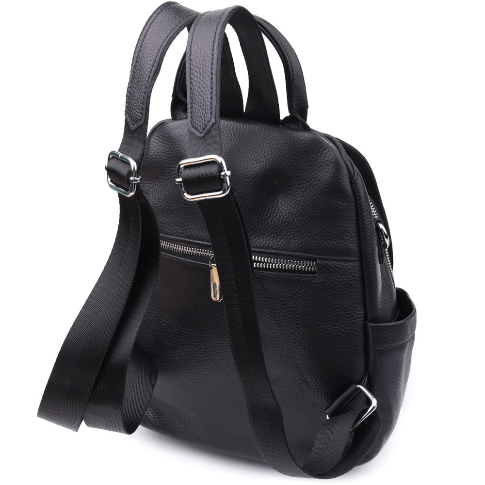 Класичний жіночий рюкзак з натуральної шкіри Vintage 23061 Чорний Київ - фото 2