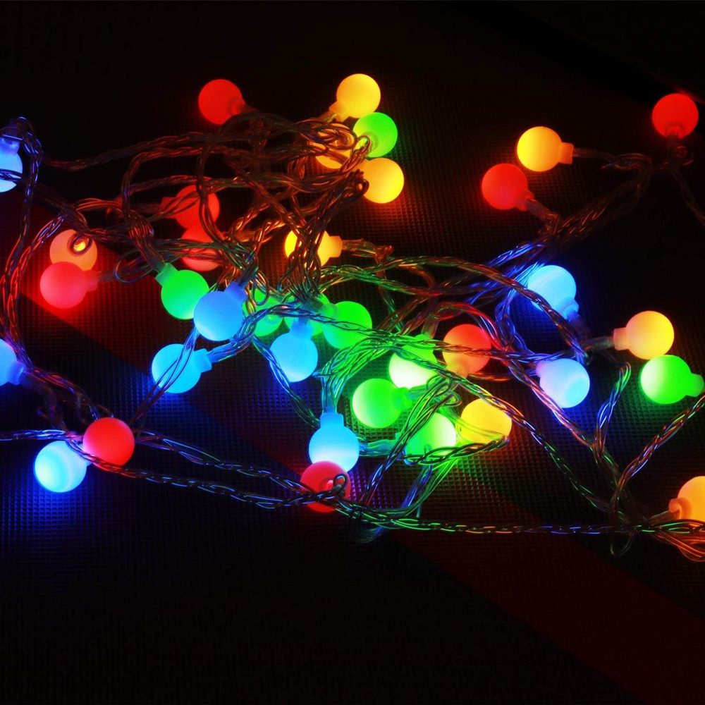 Світлодіодна новорічна гирлянда 100 LED, 3 м, кольорова шарики Київ - фото 7