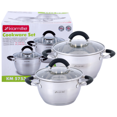 Набір каструль 4 предмети (каструлі 2,1/2,9л) нержавіюча сталь 5753 KAMILLE Житомир - изображение 5