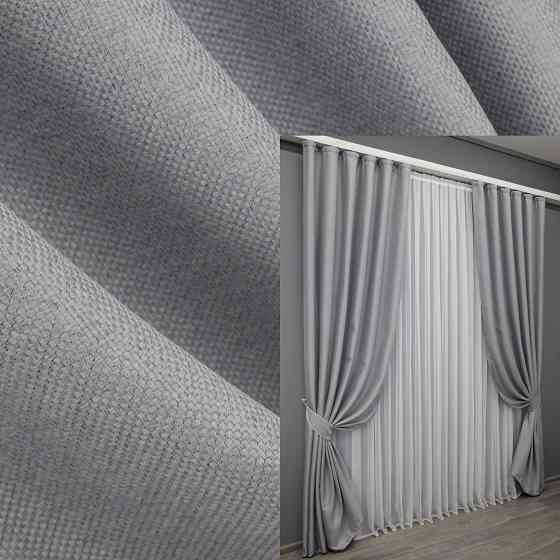 Комплект готовых штор VR-Textil Лен-блэкаут № 1397ш Серый 100х290см 2 шт (31-0084) Киев