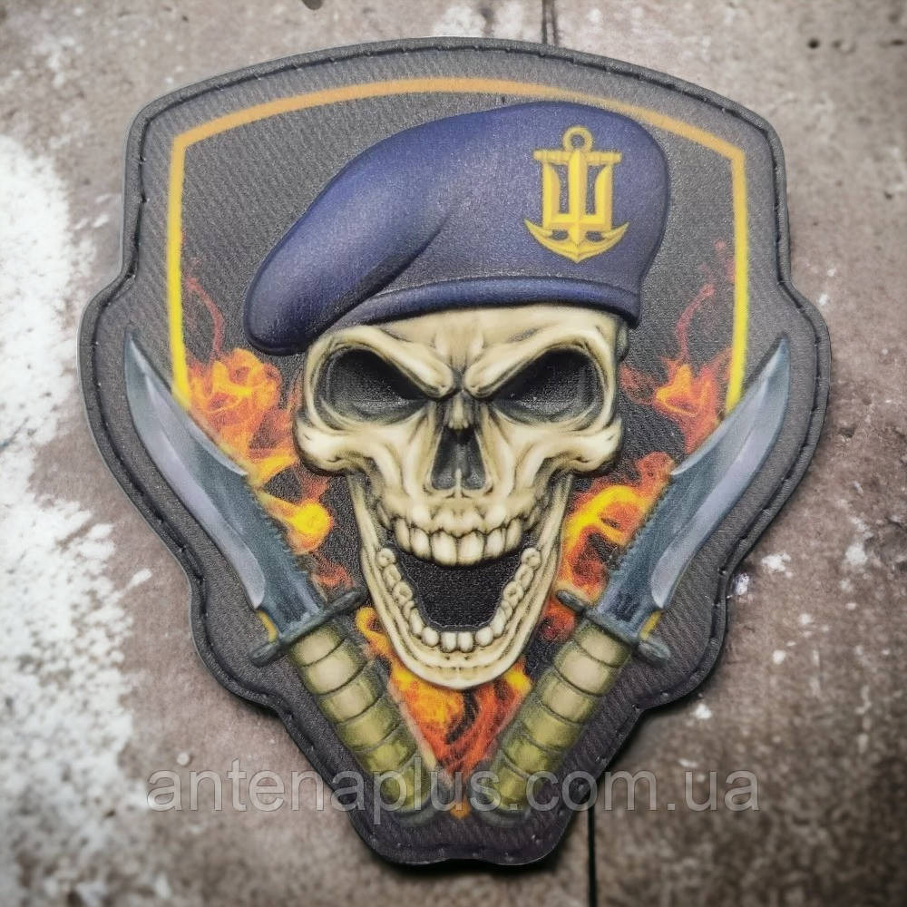 Череп у береті морська піхота об'ємний шеврон / патч Київ - фото 1