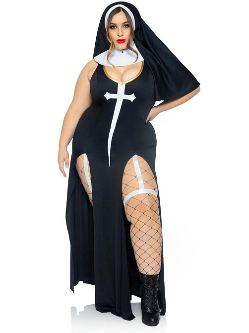 Костюм монашки-грешницы Leg Avenue Sultry Sinner 1X-2X, платье, головной убор, воротник Sex Aura Киев - изображение 5