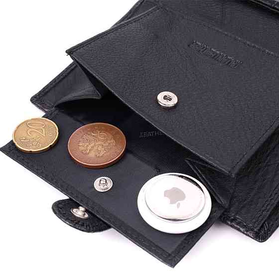 Чоловічий шкіряний гаманець з блоком для документів, чорний (ST Leather) Київ