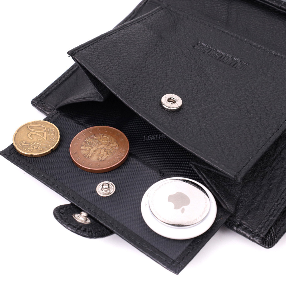 Чоловічий шкіряний гаманець з блоком для документів, чорний (ST Leather) Київ - фото 3