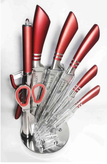 Набор ножей UNIQUE UN-1832 с ножницами и вращающейся подставкой: поварской, хлебный, овощной ножи из нержавеющ Одесса - изображение 6