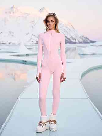 Жіночий обтислий теплий комбінезон на змійці пума Рожевий, 46/48 Одеса