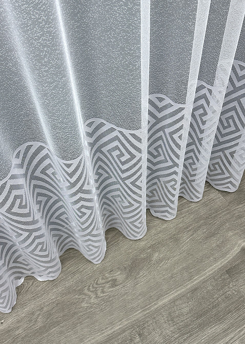 Тюль VR-Textil 1591т Ромб Меандр Жаккард Белый 400х270 см (42-1359) Киев - изображение 8