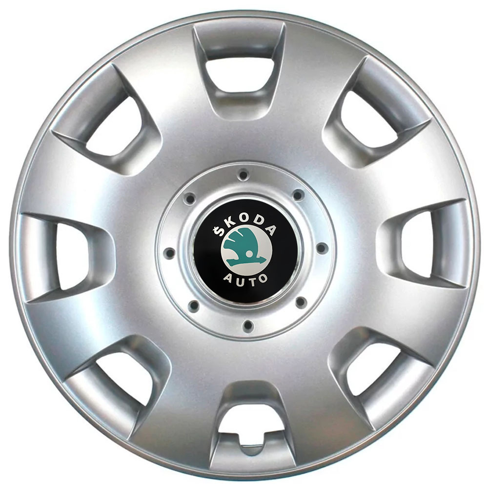 Автомобільні модельні ковпаки R13 Skoda (зелена) 107 4шт, SJS, сріблясті Київ - фото 1