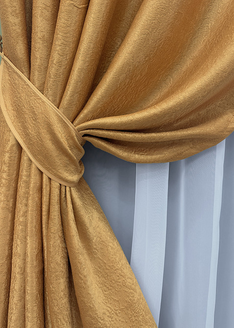 Комплект готовых штор VR-Textil Софт № 373ш Золотистый 150х270 см 2шт (30-367) Киев - изображение 5