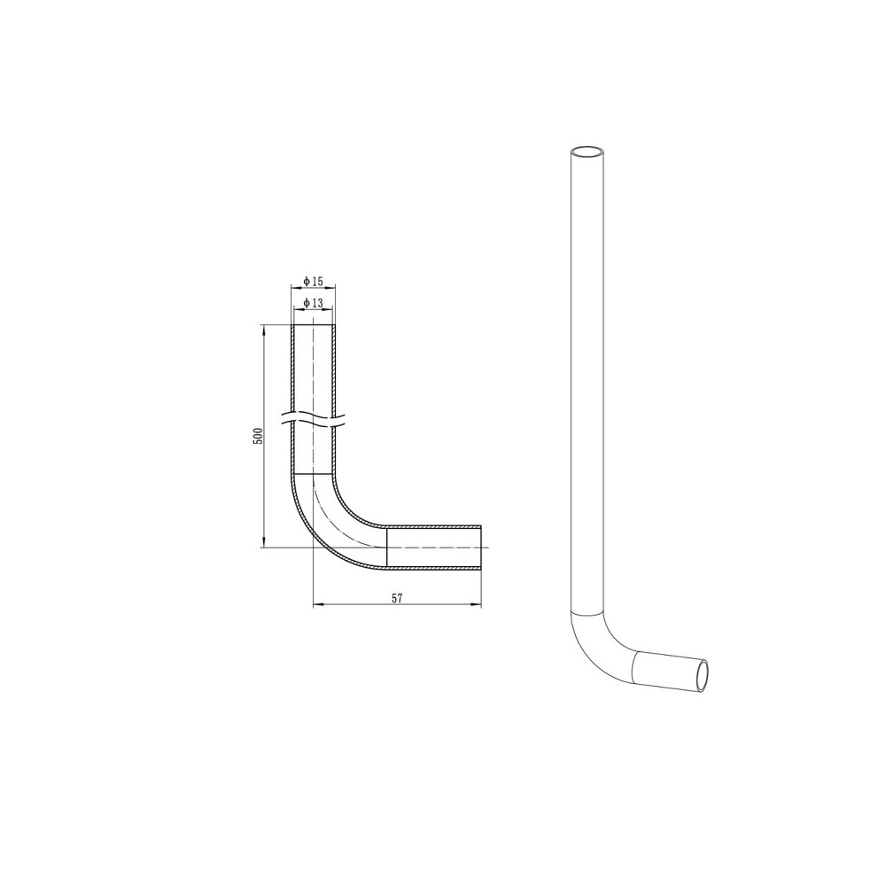 Трубка Г-подібна для приєднання радіатора Koer KA.D16-500 - 16(2.2mm) x 15-500mm (KR4904) Київ - фото 3