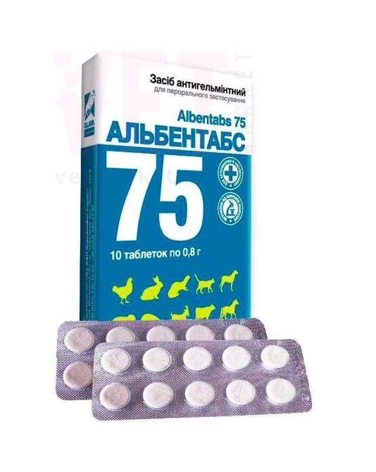 Альбентабс 75 таблетки №10 для животных, O.L.KAR. Винница - изображение 1