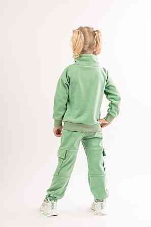 Костюм детский, спортивный х/б 100% (серый меланж, ментол, сиреневый,розовый, желтый) Крохатушка одяг 122, Ментол Киев