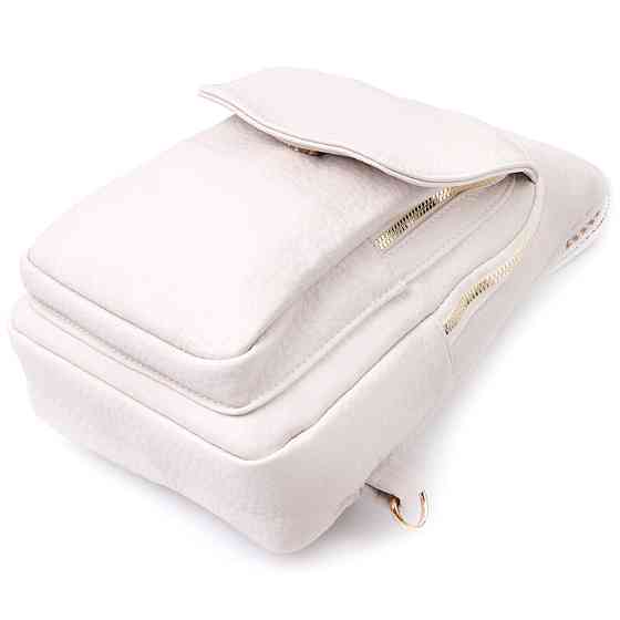 Популярная женская сумка с одной лямкой через плечо из крупнозернистой экокожи Vintage 22761 Молочный Киев