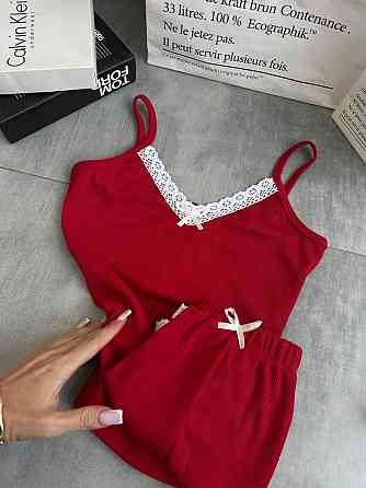 Жіноча повсякденна домашня піжама, двійка турецький рубчик Червоний, 42/44 Одеса