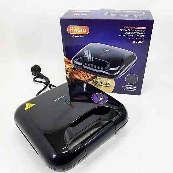 Притискний гриль для булочок і сендвічів Magio, Гриль контактний плоский, Електробутербродниця для дому HI-71 Львів