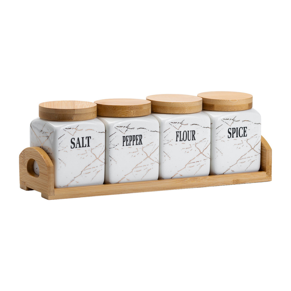 Yiwu Набір для сипучих продуктів 4 штуки по 300 мл на бамбуковій підставці Коломыя - изображение 6