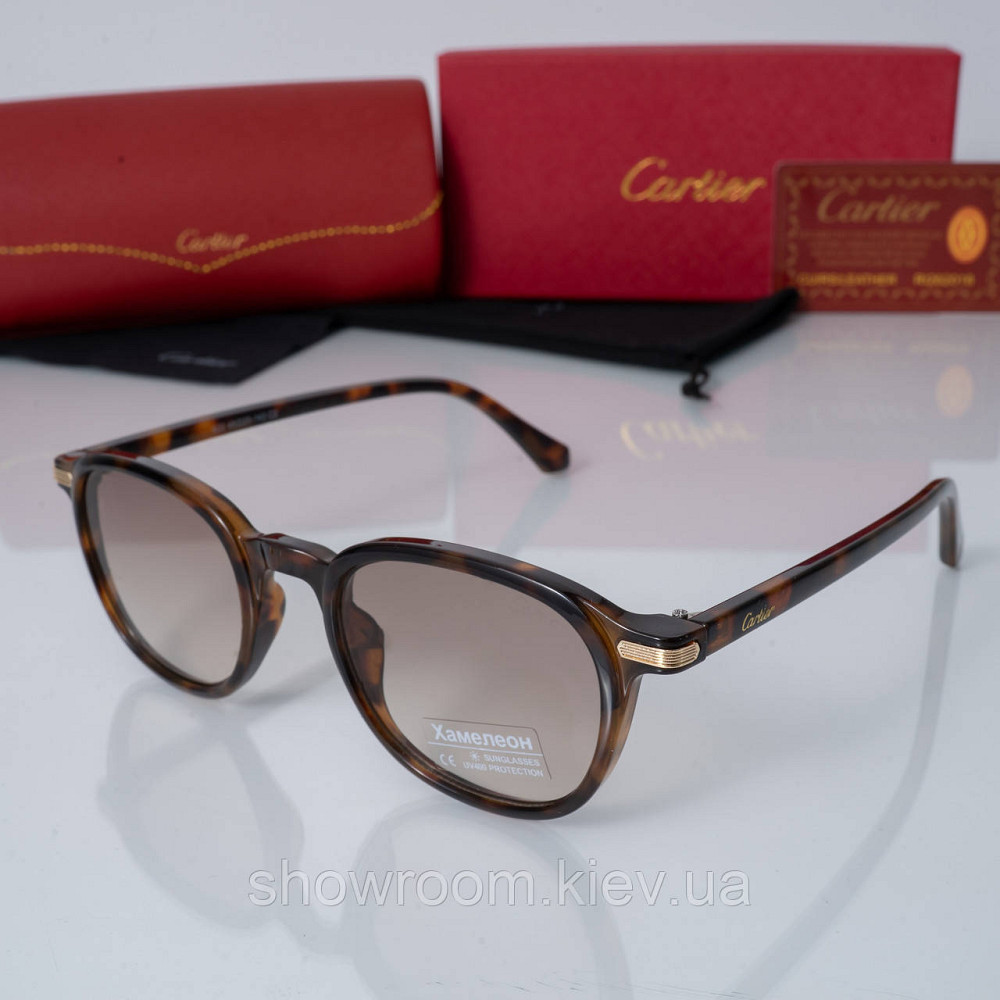 Женские солнцезащитные очки хамелеоны Cartier (226 brown) фотохромные Киев - изображение 1