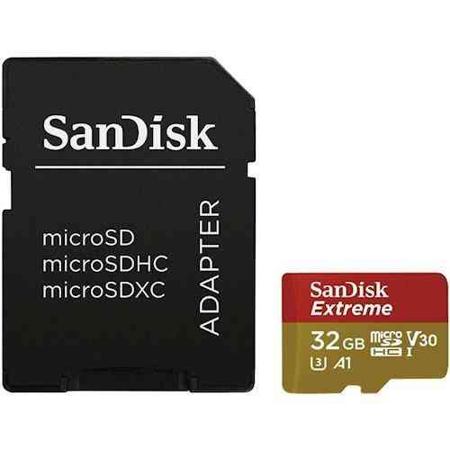 Карта пам'яті microSDHC (UHS-1 U3) SanDisk Extreme Action A1 32Gb Class 10 V30 (R100Mb/s, W60Mb/s) (adapter SD) Київ
