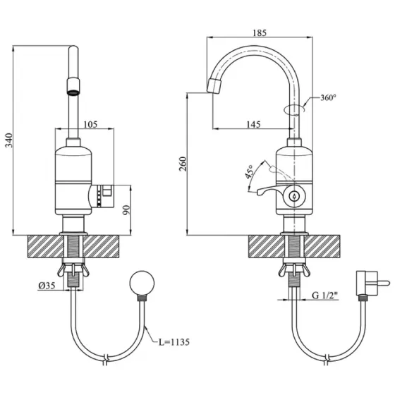 Проточный водонагреватель для кухни WEZER SDR-A05 белый Киев