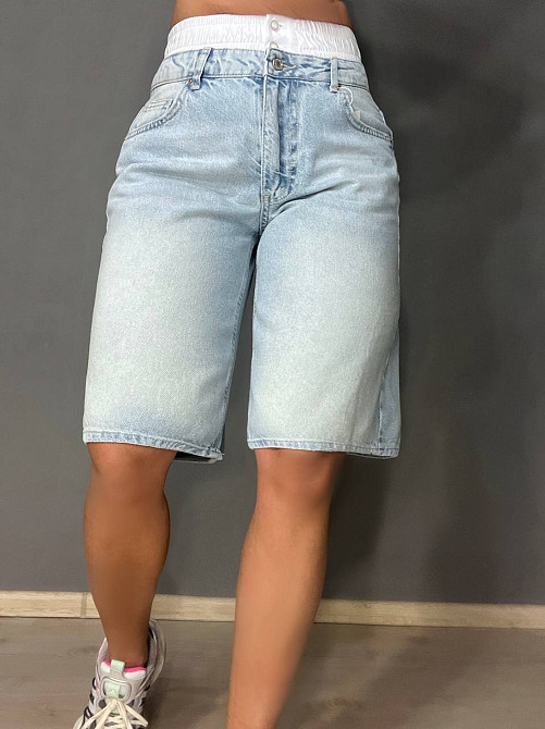 Шорти жіночі джинсові Its’Basic 3357 бермуди біла резинка на талії середня довжина блакитні , блакитний, 38 Київ - фото 11