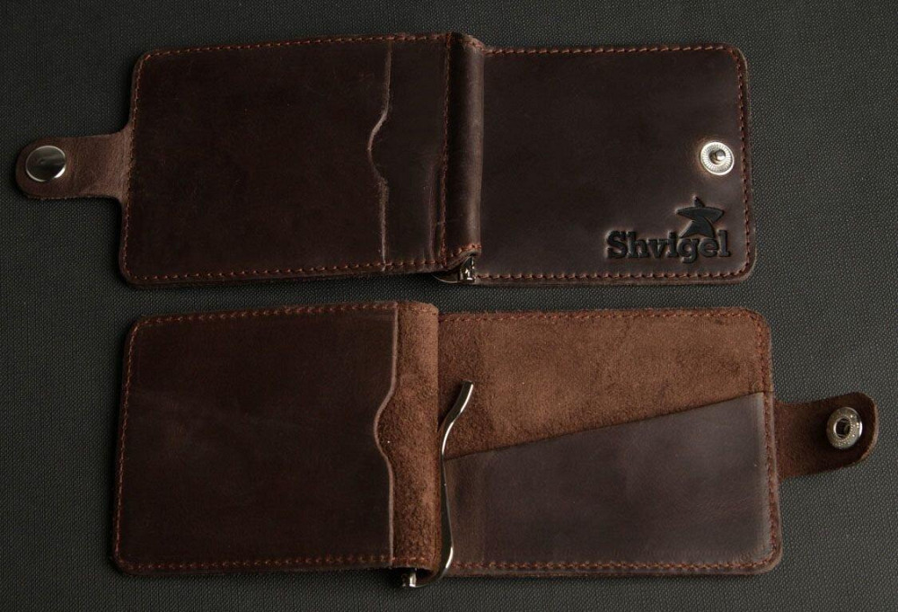 Зажим для купюр SHVIGEL 13786 Коричневый Киев - изображение 2