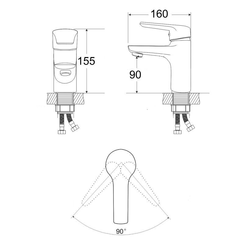 Змішувач для раковини Lidz Tani 0011F1 (k40) LDTAN001F1CRM44959 CRM Київ - фото 2