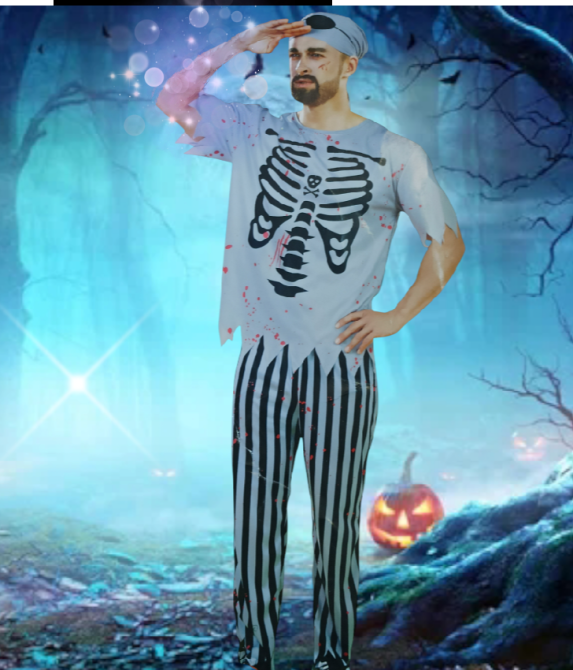 Чоловічий костюм Пірат для вечірки на Хелловін штани футболка повязка розмір ХL 56-58 серый Київ - фото 1