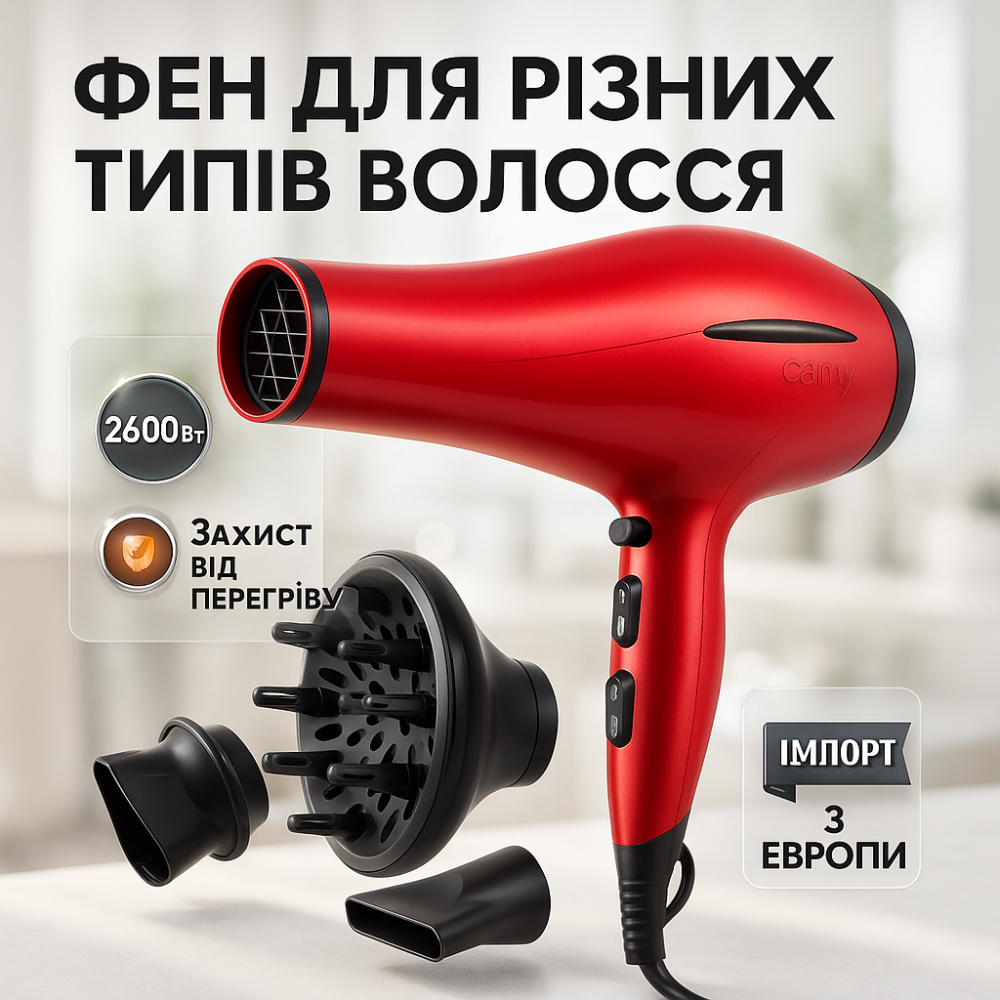 Фен с режимом регулировки температуры Camry, Фен без вреда для волос для разных типов волос MH-36 Львов - изображение 3