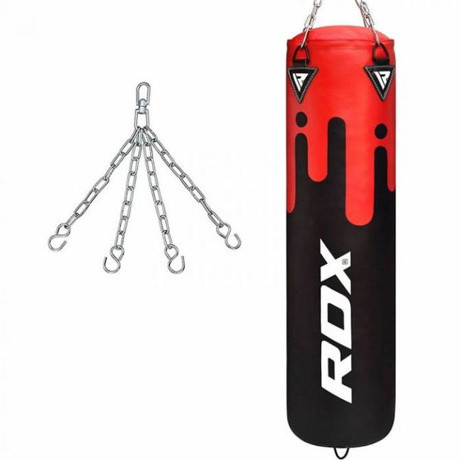 Боксерський мішок RDX Leather Black/Red 1.5 м, 45-55 кг Кам'янське - фото 4