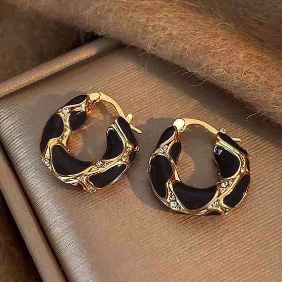 Серьги набор 5 пар в различных дизайнах с эмалью золотистые,женская бижутерия серьги комплект из цинкового сплава Каменец-Подольский