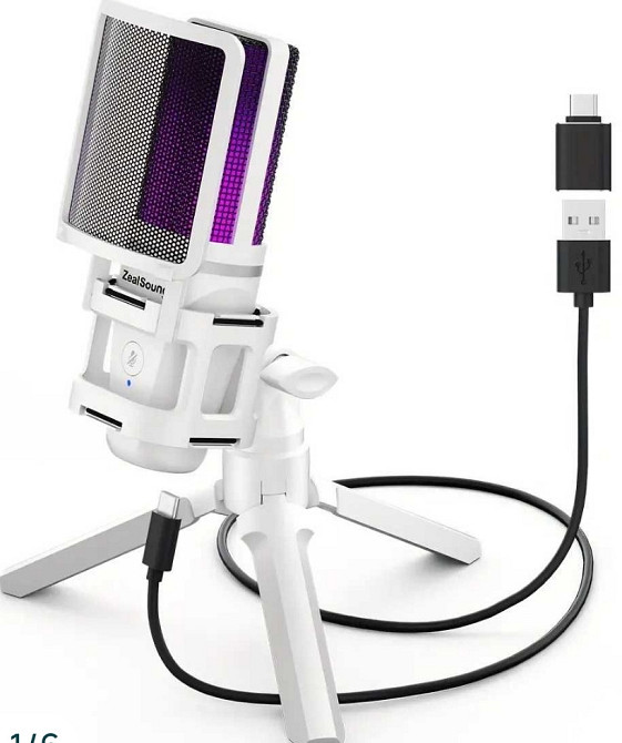 Настольный USB-микрофон ZealSound A68 (RGB, шумоподавление, 96 кГц) Харьков - изображение 6
