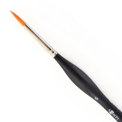 Кисточка для рисования Santi синтетика Sensation, короткая ручка с изгибом, круглая, №6 (310780) Винница - изображение 2