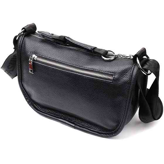 Женская сумка с округленными краями из натуральной кожи Vintage 22253 Черная Киев