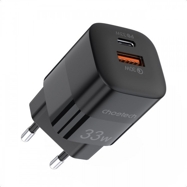 Зарядний пристрій 1хUSB-C+1xUSB 33W PD QC3.0 PD5006 чорний Choetech (PD5006-EU-BK) Київ - фото 2