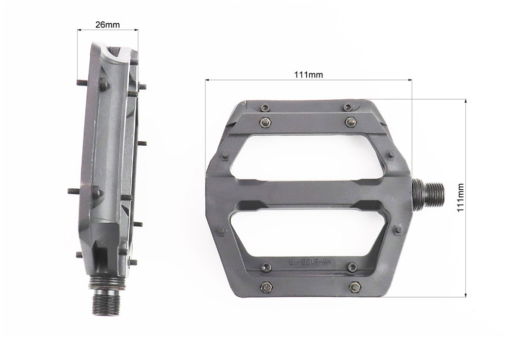 Педалі MTB широкі 9/16" (117x110x25.5mm) зі знімними шипами, пром-підшипник (6*13*5), пластикові, чорні NW-613B Київ - фото 2