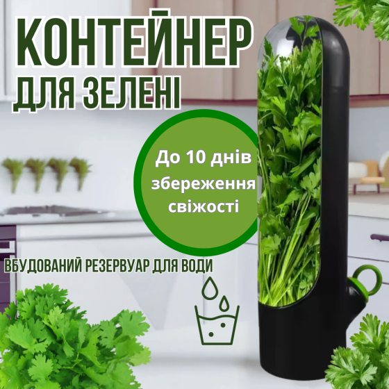Органайзер-контейнер для зберігання зелені Herb Saver, чорний Кам'янець-Подільський