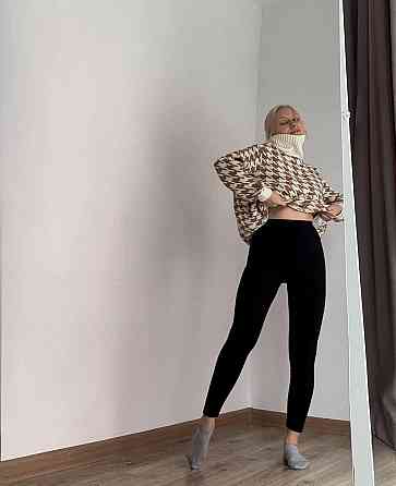 Женские теплые лосины в рубчик Черный 42/44 Харьков