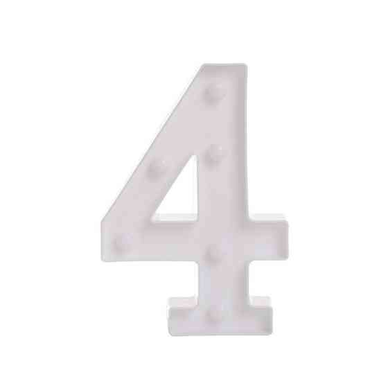 Объемная цифра 4 Led декоративная маленькая 21 на 15 см белый Киев