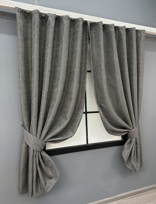 Комплект коротких штор VR-Textil Жакард Viva Marmo № 1788ш Сірий 130х170 см 2 шт (35-0375) Київ - фото 2